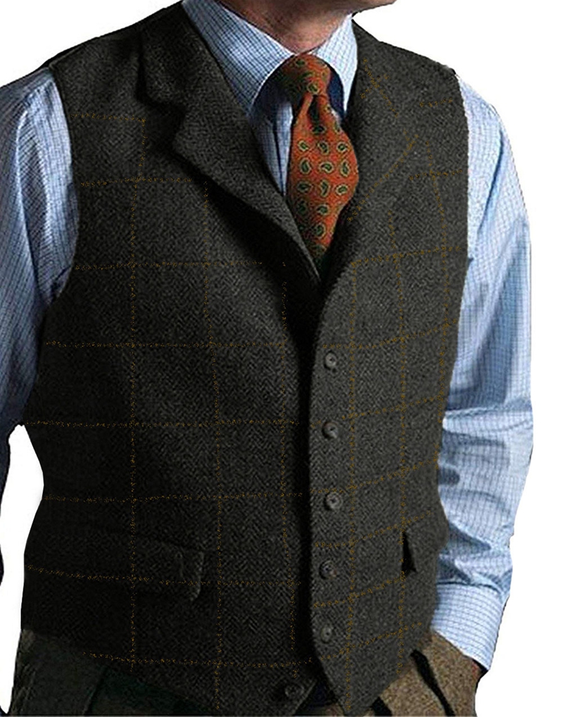 Men's Vest Green Vest Tweed Wo - Formal Vest Waistcoat avaliação e preço