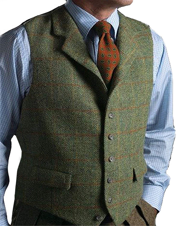 Men's Vest Green Vest Tweed Wo - Formal Vest Waistcoat avaliação e preço