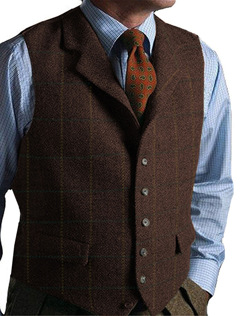 Men's Vest Green Vest Tweed Wo - Formal Vest Waistcoat avaliação e preço