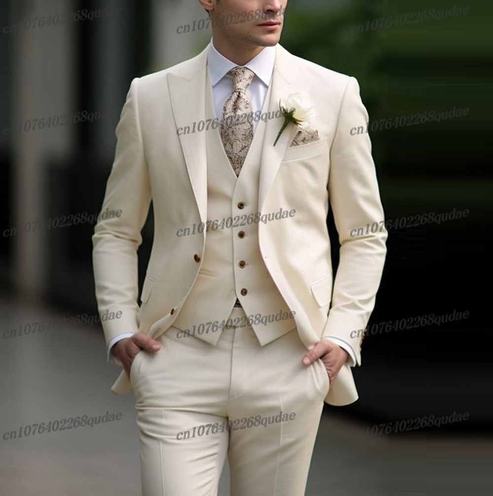 New Formal Ivory Men Suit Wedd - Formal Wear Jersey For Men avaliação e preço