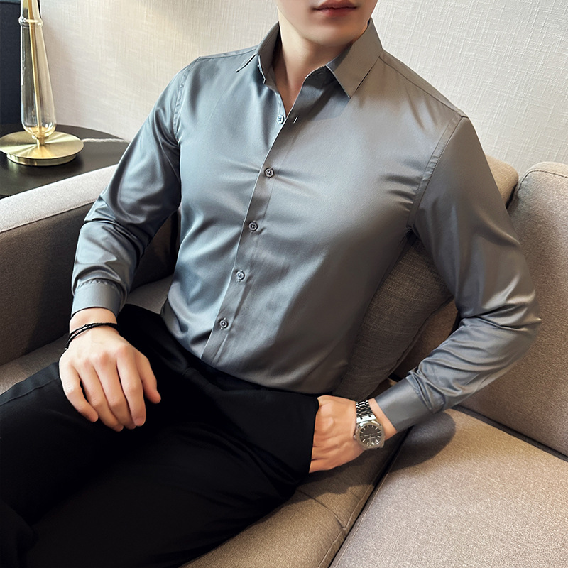 Seamless silk business casual  - Men Formal Wear Shirts avaliação e preço