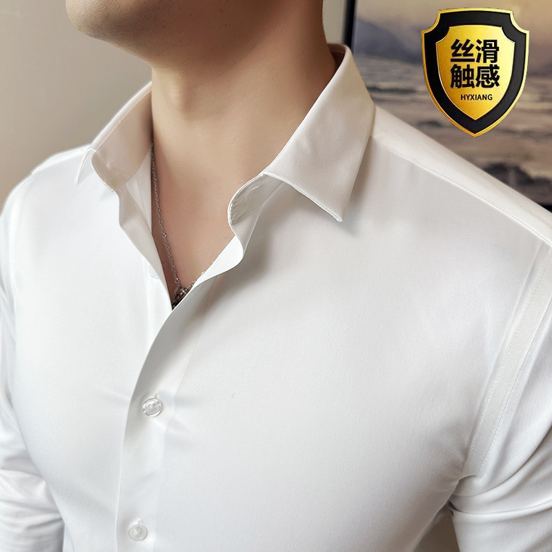 Seamless silk business casual  - Men Formal Wear Shirts avaliação e preço