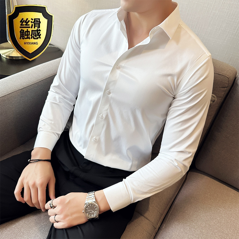 Seamless silk business casual  - Men Formal Wear Shirts avaliação e preço