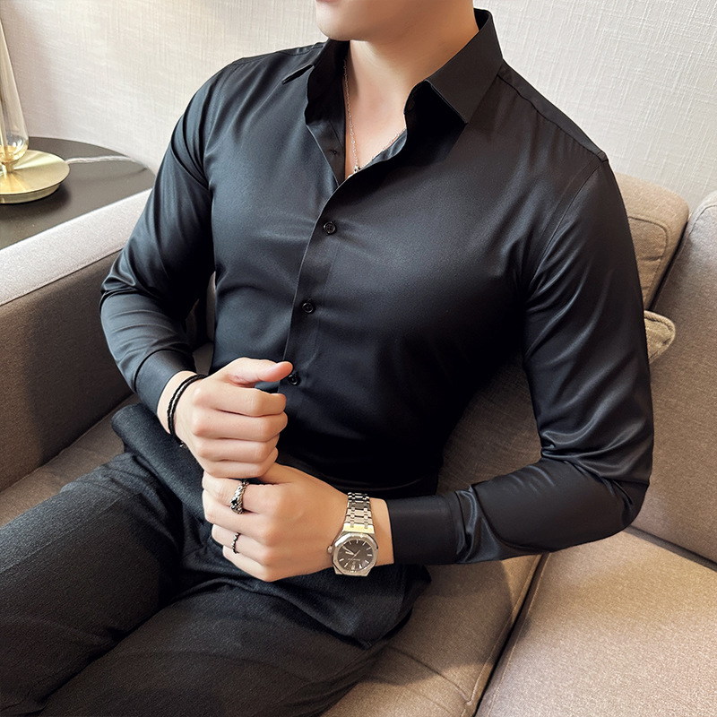 Seamless silk business casual  - Men Formal Wear Shirts avaliação e preço