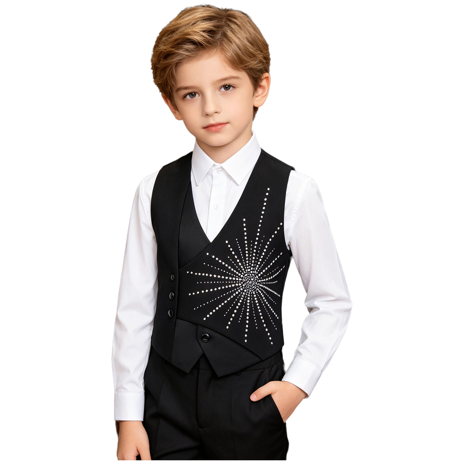 Kids Boys Gentleman Asymmetric - Formal Vest Waistcoat avaliação e preço
