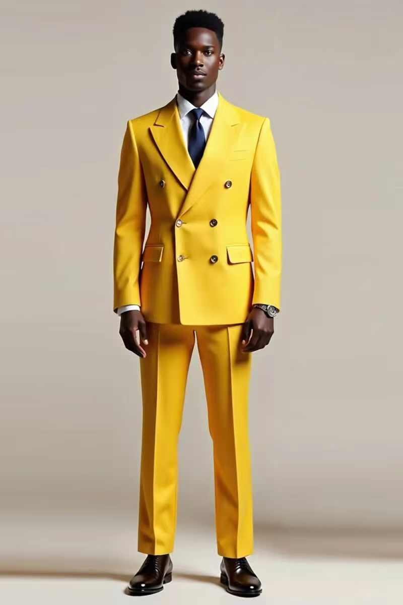 Yellow Men Suit Set 2 Piece Bl - Formal Wear For Men Yellow avaliação e preço