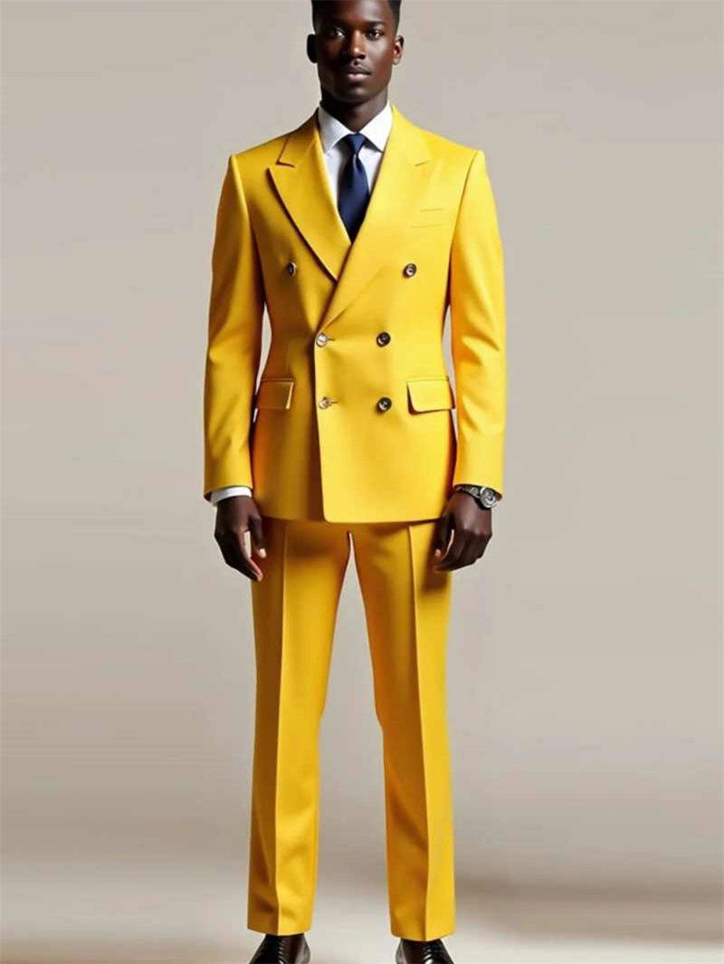 Yellow Men Suit Set 2 Piece Bl - Formal Wear For Men Yellow avaliação e preço