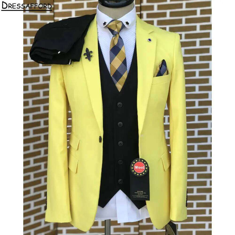 Yellow Elegant Men Business Fo - Formal Wear For Men Yellow avaliação e preço