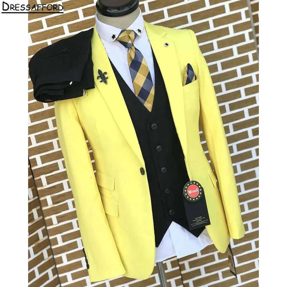 Yellow Elegant Men Business Fo - Formal Wear For Men Yellow avaliação e preço